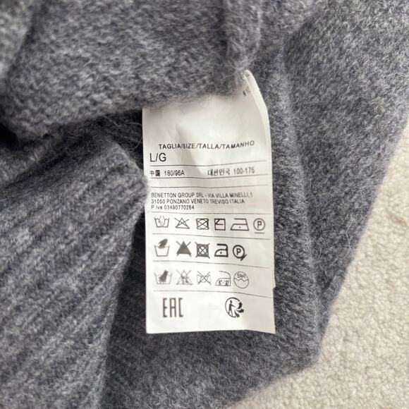 UNITED COLORS OF BENETTON "NEVER ENOUGH" WOOL PULLOVER SWEATER MEN SIZE LARGE - Picture 7 of 9